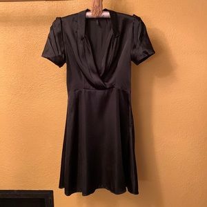 BCBG Black Satin Dress, 50’s influence, Size 4